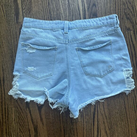 Ladies Indigo Rein Distressed Light Blue Cutoff Jean Shorts 30” Waist* - Picture 3 of 4